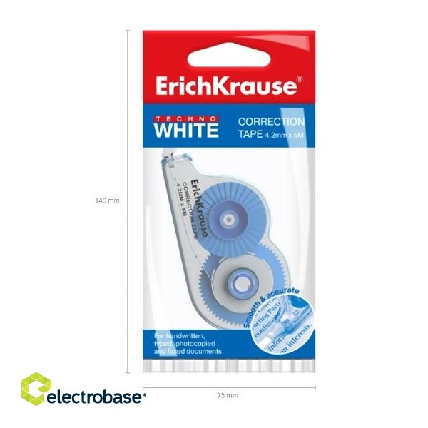 Sausais lentes korektors ErichKrause TECHNO WHITE MINI, 4.2mmx5m image 4