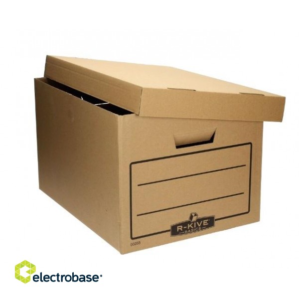Arhīva kaste ar noņemamu vāku Fellowes Basics, 325x260x415mm, brūna image 2