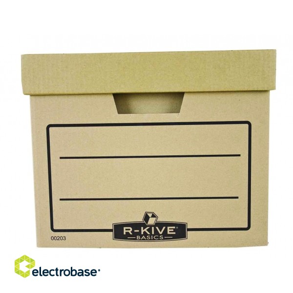 Arhīva kaste ar noņemamu vāku Fellowes Basics, 325x260x415mm, brūna image 4