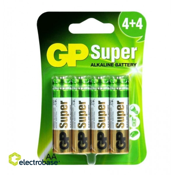 Baterijas GP Super AA/LR6 Alkaline, 1.5V, 8 gab. paveikslėlis 1