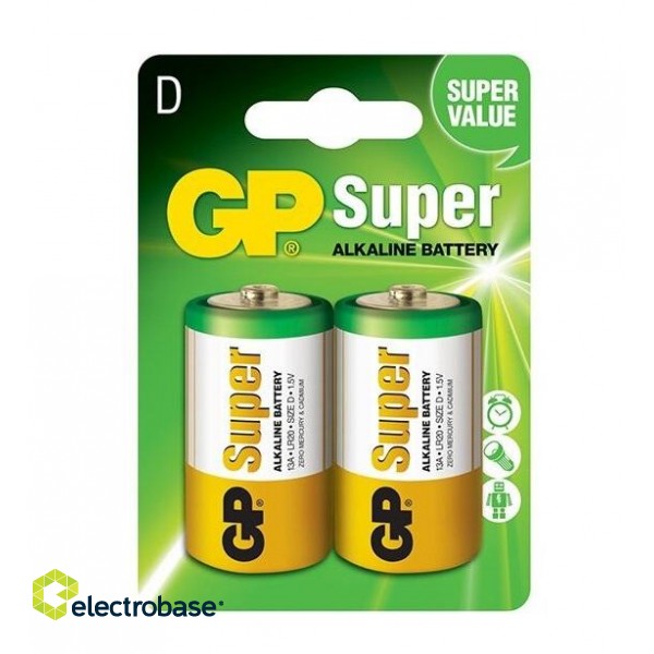 Батарейки GP Super D LR20 Alkaline, 1.5V, 2 шт.