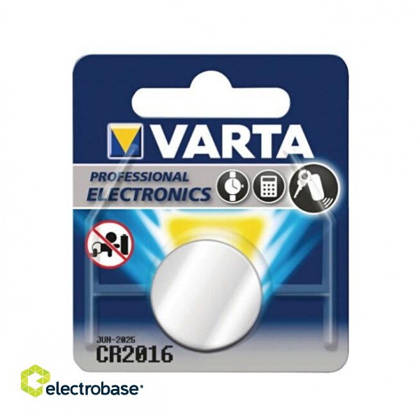 Батарейки VARTA CR2016 / DL2016, литиевые, 3V, 1 шт. фото 1