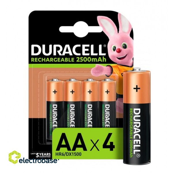 Uzlādējamās baterijas Duracell AA / R6, 2500mAh, Recharge, 4 gab. image 2