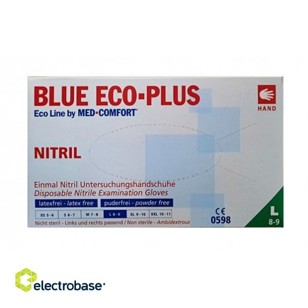 Nitrila cimdi ECO-PLUS, L izmērs, zili, 100gab. image 1