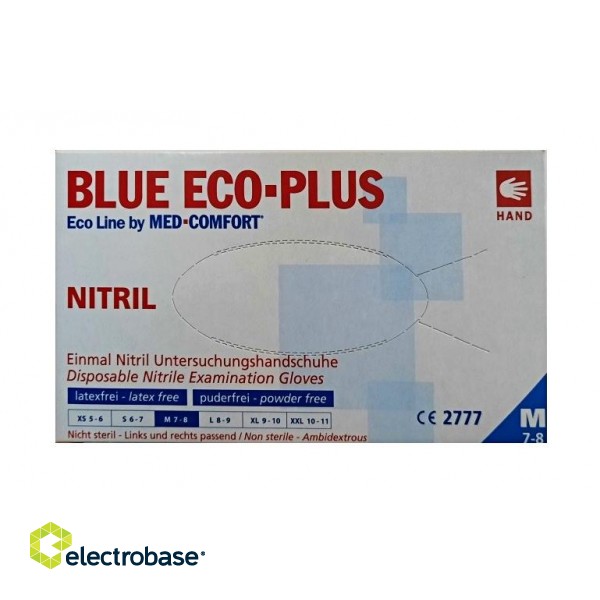 Nitrila cimdi ECO-PLUS, M izmērs, zili, 100gab. image 1