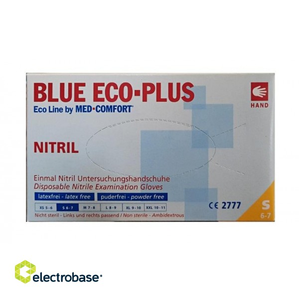 Nitrila cimdi ECO-PLUS, S izmērs, zili, 100gab. image 1