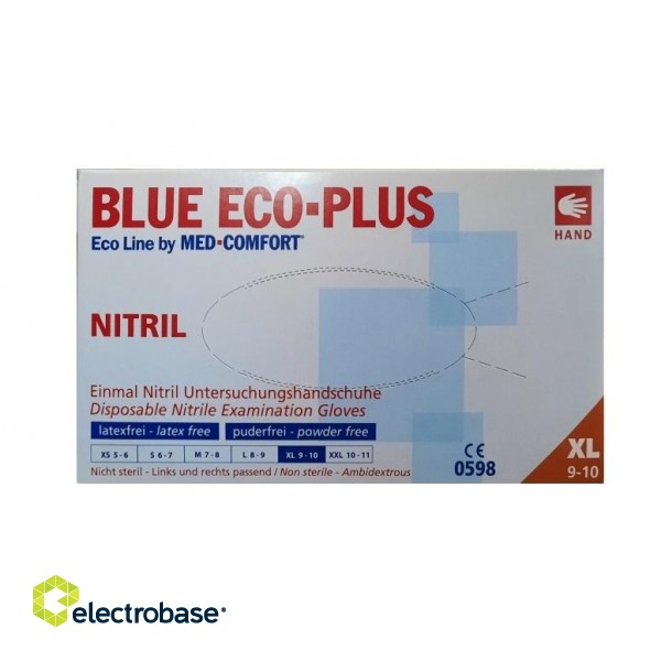 Nitrila cimdi ECO-PLUS, XL izmērs, zili, 100gab. image 1