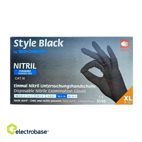 Nitrila cimdi Style Black, XL izmērs, bez pūdera, melni, 100gab. image 1