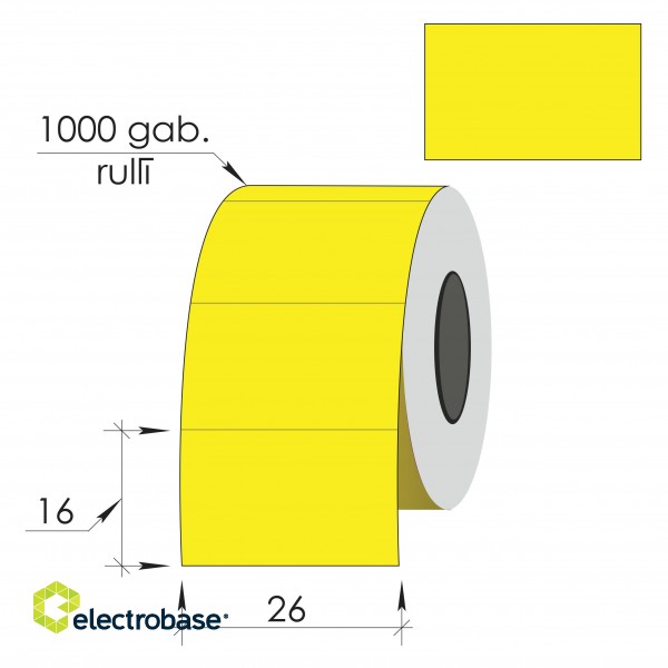 Маркировочные этикетки 26X16мм, 1000этик., желтыe, прямоугольные края фото 1