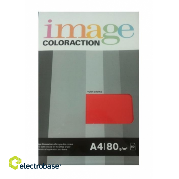 Krāsains papīrs Image Coloraction Chile, A4, 80g/m2, 50 loksnes, intensīvi sarkans (Deep Red)