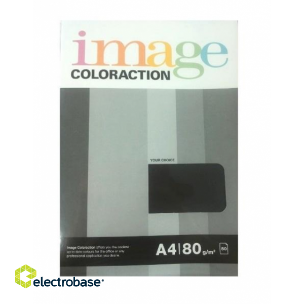 Krāsains papīrs Image Coloraction Black, A4, 80g/m2, 50 loksnes, melns (Black)