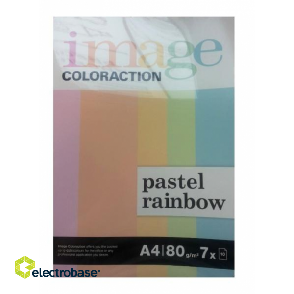 Krāsains papīrs Image Coloraction Rainbow Pastel, A4, 80g/m2, 7x10 loksnes, pasteļtoņi