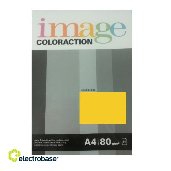 Krāsains papīrs Image Coloraction Sevilla, A4, 80g/m2, 50 loksnes, intensīvi dzeltens (Dark Yellow)