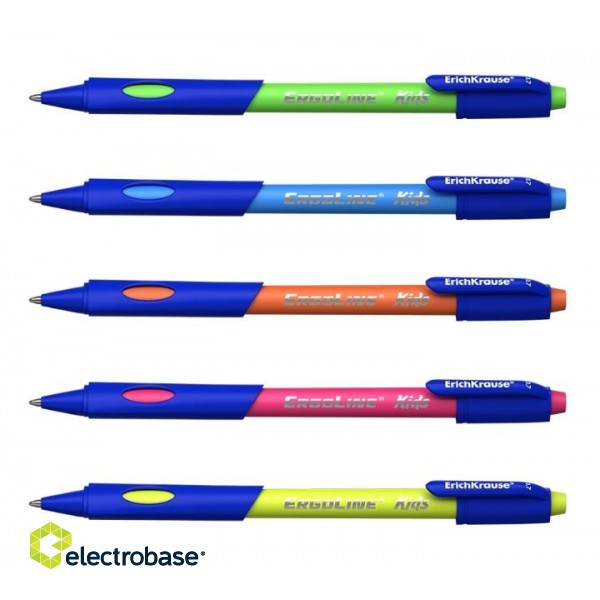 Lodīšu pildspalva ErichKrause ErgoLine Kids, 0.7mm, zila, asorti korpuss image 2