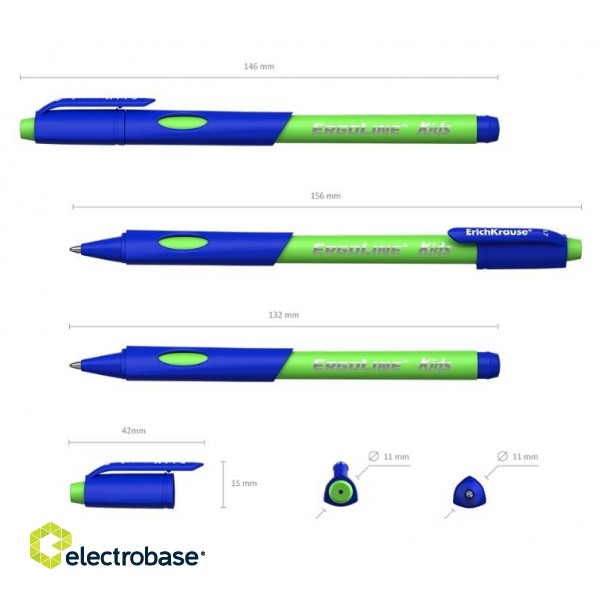 Lodīšu pildspalva ErichKrause ErgoLine Kids, 0.7mm, zila, asorti korpuss image 3
