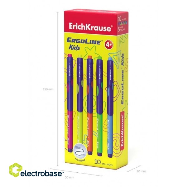 Lodīšu pildspalva ErichKrause ErgoLine Kids, 0.7mm, zila, asorti korpuss image 4