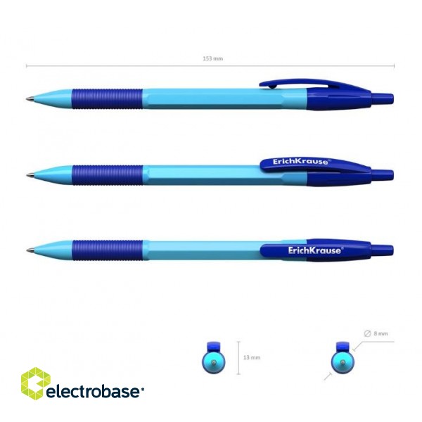 Lodīšu pildspalva ErichKrause R-301 NEON Matick&Grip, 0.7mm, automātiska, zila image 3