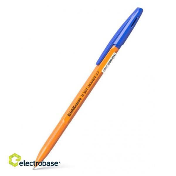 Lodīšu pildspalva ErichKrause R-301 ORANGE, 0.7mm, zila image 1