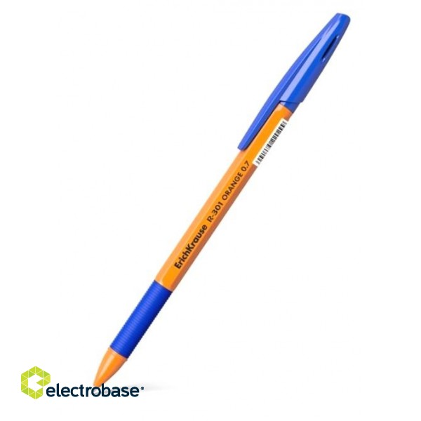 Шариковая ручка ErichKrause R-301 ORANGE Stick&Grip, 0.7мм, синяя фото 1
