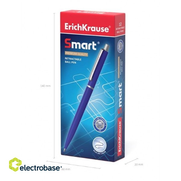 Lodīšu pildspalva ErichKrause SMART, 0.7mm, automātiska, zila image 4