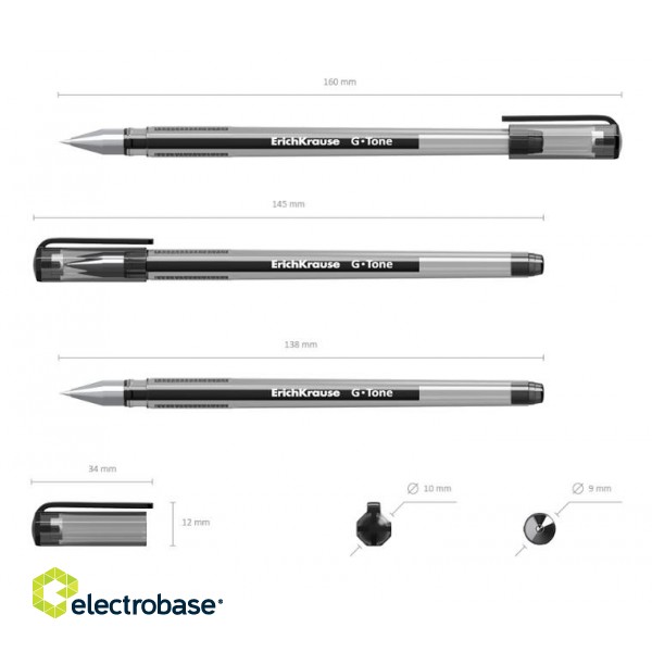 Гелевая ручка ErichKrause G-TONE, 0.5 мм, черная фото 2