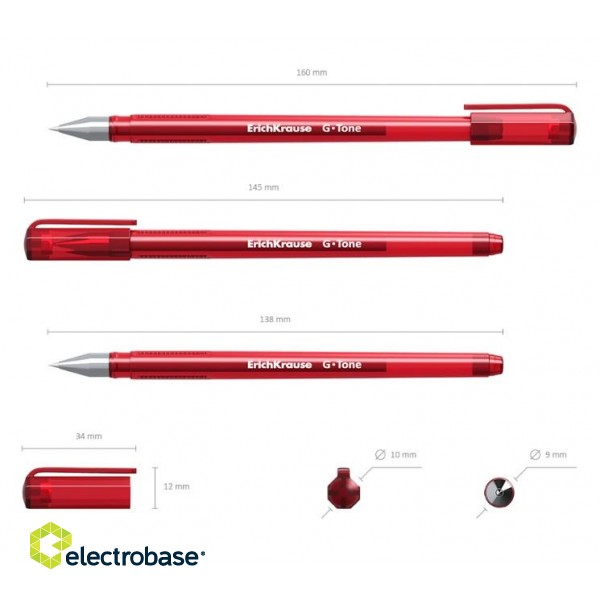 Gēla pildspalva ErichKrause G-TONE, 0.5mm, sarkana image 2