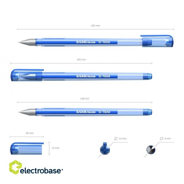 Gēla pildspalva ErichKrause G-TONE, 0.5mm, zila image 2