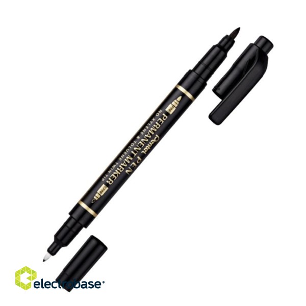 Перманентный маркер Pentel N75W-A, двусторонний, 0.6 и 2.0мм, конический наконечник, черный