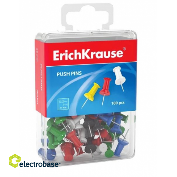 Кнопки ErichKrause PUSH-PINS, 11мм, ассорти, 100 шт.