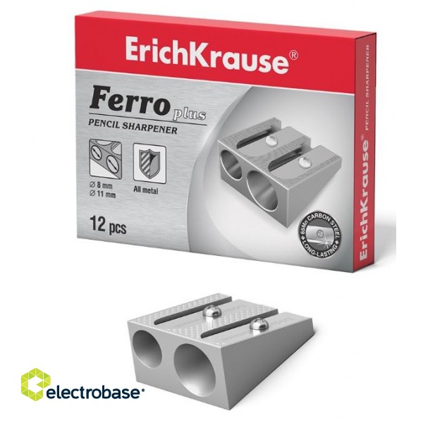 Точилка для карандашей ErichKrause FERRO PLUS, двойная,  металлическая фото 2