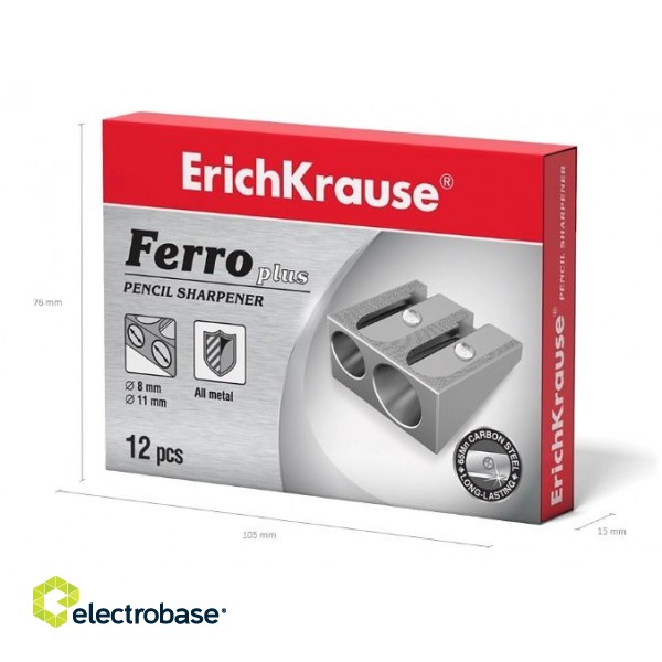 Точилка для карандашей ErichKrause FERRO PLUS, двойная,  металлическая фото 5