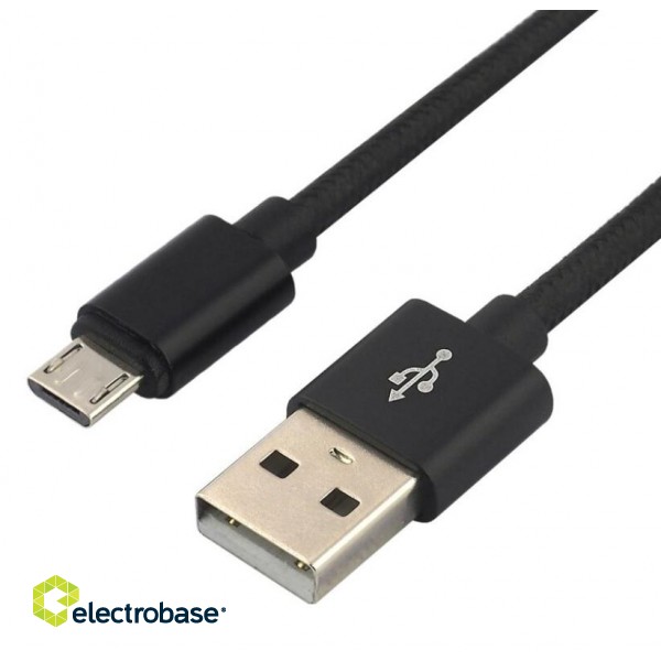 Kabelis USB/micro USB everActive CBB-2MB, 2.0m, 2.4A, melns image 2