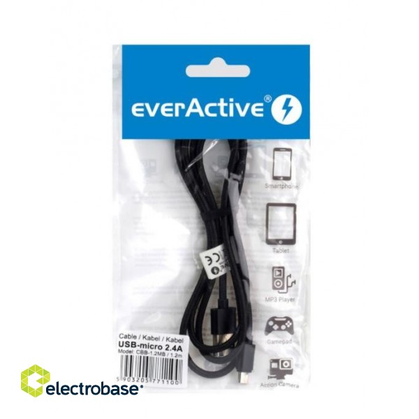 Кабель USB / micro USB everActive CBB-1.2MB, 1.2м, 2.4A, черный фото 4