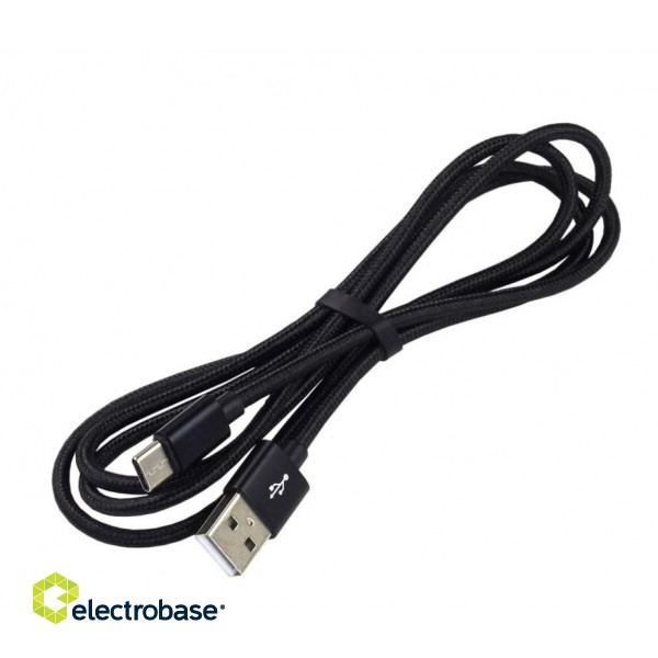 Kabelis USB/USB-C everActive CBB-2CB, 2.0m, 3.0A, melns image 1