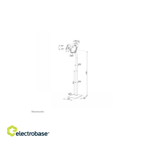 NEOMOUNTS BY NEWSTAR FL15-625WH1 TILT- AND ROTATABLE TABLET FLOOR STAND FOR 7,9-11" TABLETS - WHITE image 7