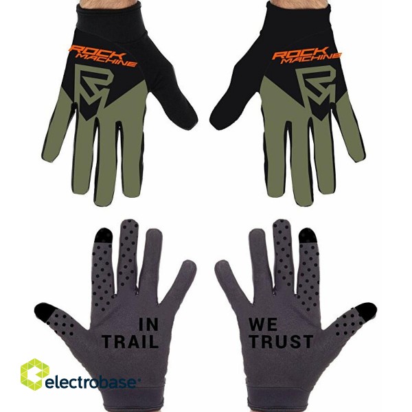 Вело перчатки Rock Machine Race FF, черные/зеленые/оранжевые, S фото 2