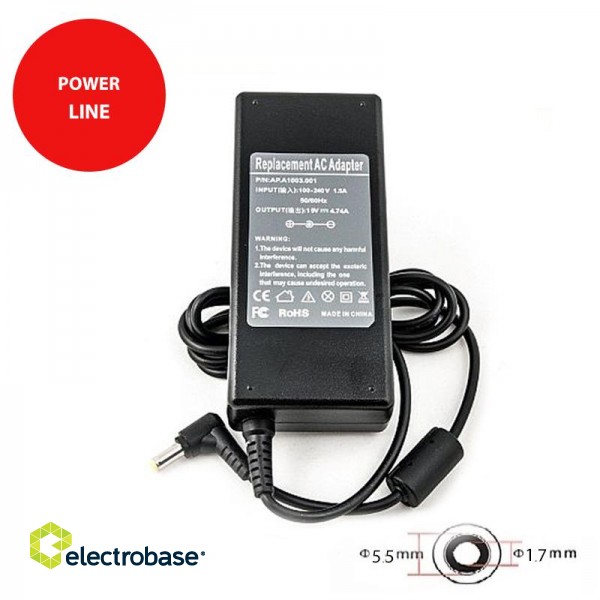 Laptop Power Adapter ACER 90W: 19V, 4.74A