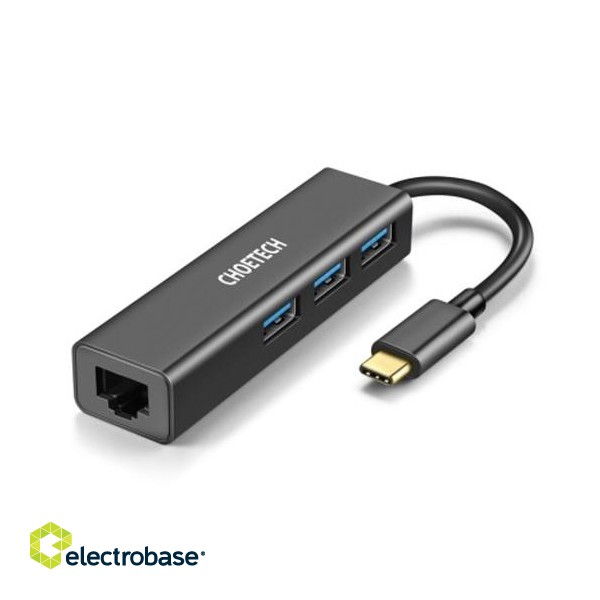 Adapter CHOETECH USB Type-C to 1x RJ-45, 3x USB Type-A