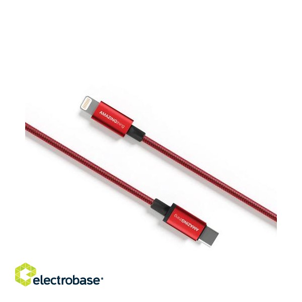 Premium MFI certifield Cable Type C - Lightning (red, 1m)