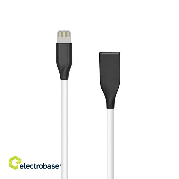 Silikoninis kabelis USB- Lightning, 2m (baltas)
