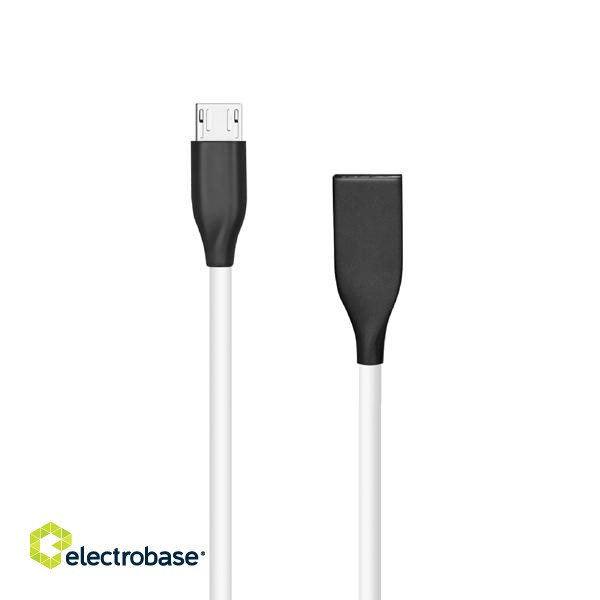 Silicone cable USB - Micro USB (white, 1m)