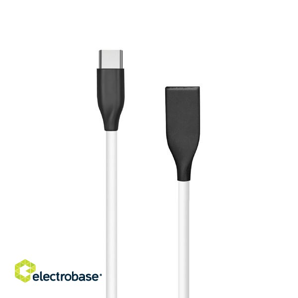 Silikoninis kabelis USB-USB Type C (baltas, 2m)