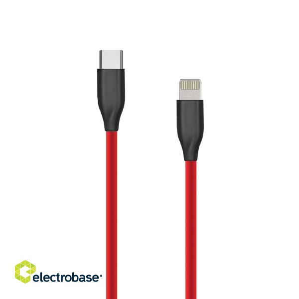 Silicone Cable USB Type C- Lightning, 2m (red)