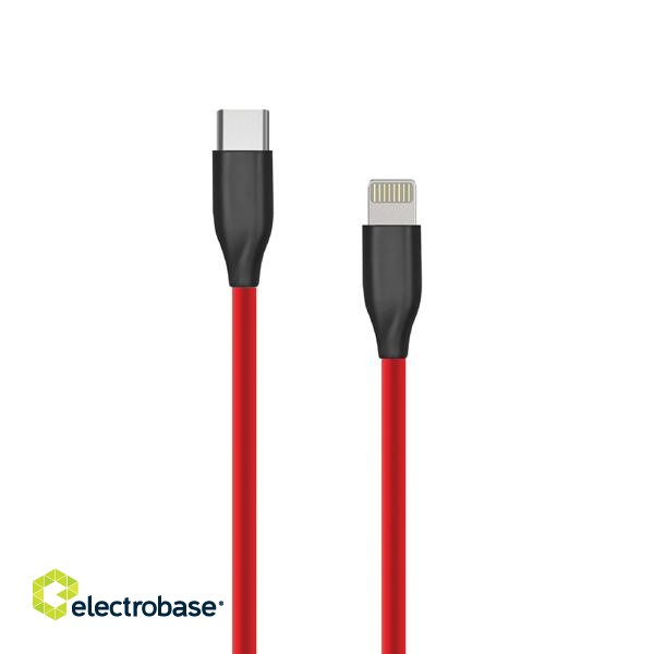 Silicone Cable USB Type C - Lightning, 1m (red)