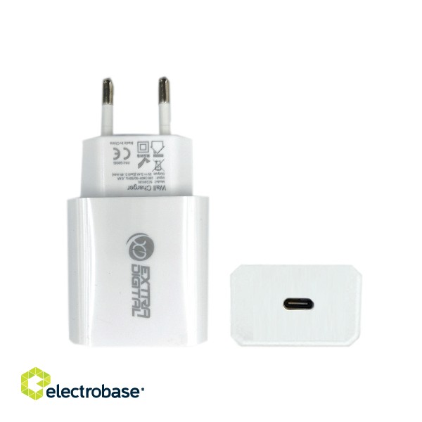 Зарядное устройство EXTRA DIGITAL USB Type-C: 220V, 20W, PD