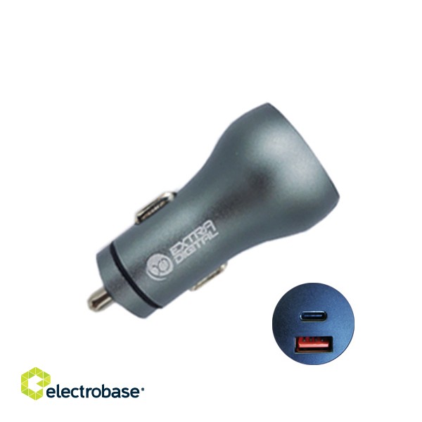Автомобильное зарядное устройство USB 3.0+ тип C: 12-24V, 36W, QC3.0+ PD