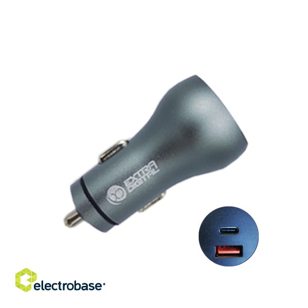 Car Charger USB 3.0+ Type C: 12-24V, 36W, QC3.0+ PD