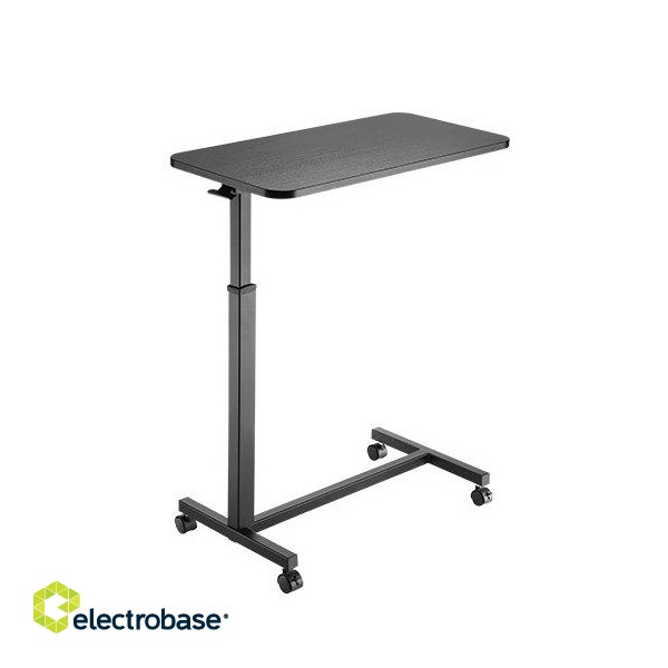 Mobile, height adjustable overbed table