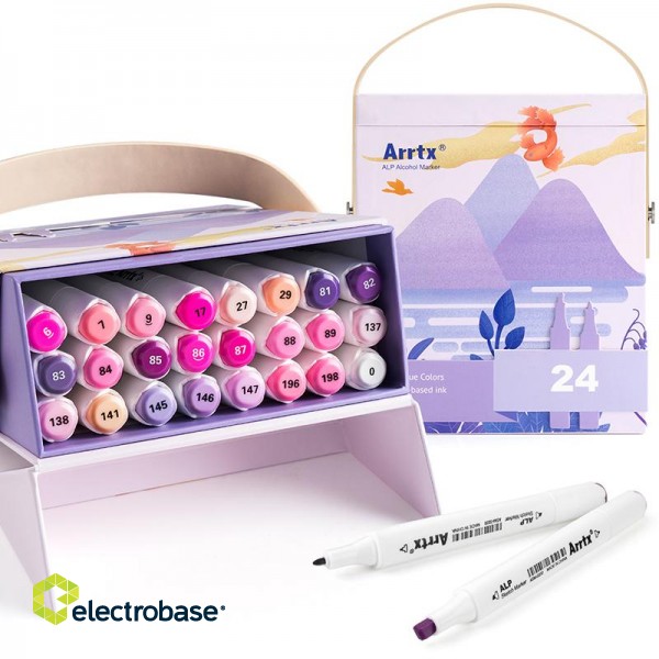 Double-sided Marker Pens ARRTX Alp, 24 Colours, purple tone shade