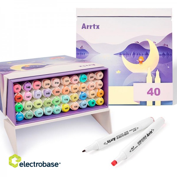 Double-sided Marker Pens ARRTX Alp, 40 Colours, pastel tone shade